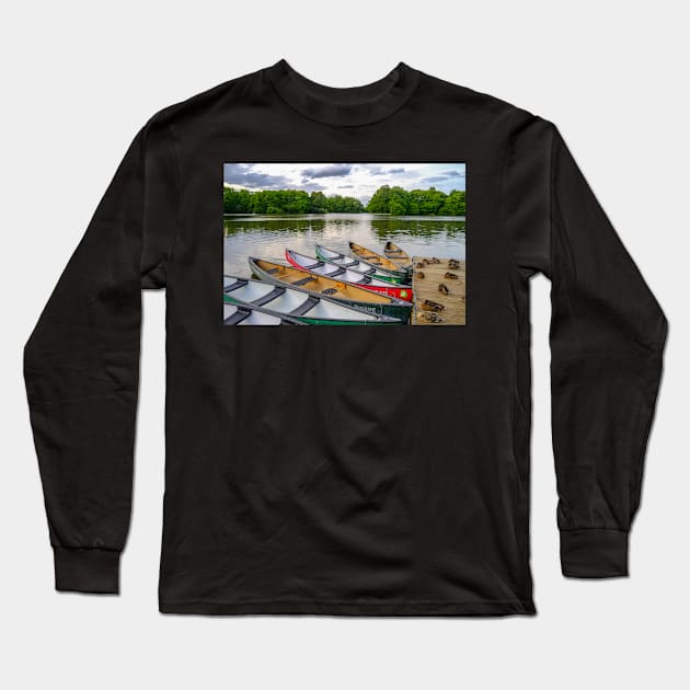 Moored canoes and kayaks Long Sleeve T-Shirt by yackers1